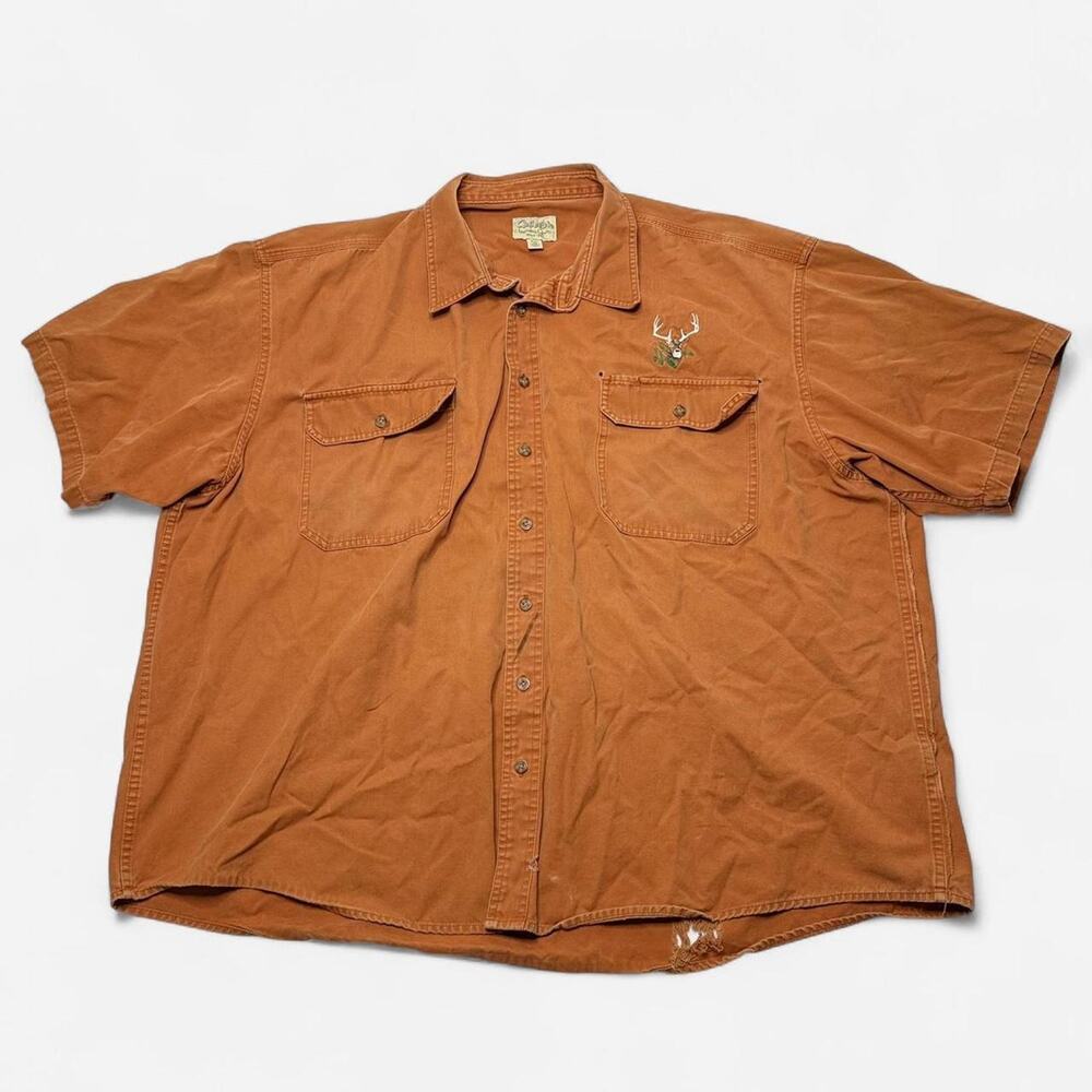 Cabela’s Rust Orange Short Sleeve Button Shirt 4XL Tall Outdoors